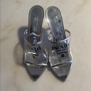 Prada Silver Women's Slide Sandals